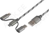 LAADIMISJUHE 3IN1 USB - MICRO USB. LIGHTNING/APPLE. USB-C 120CM CARMOTION