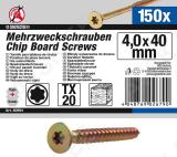 Multi-Purpose Screws | T-Star (for Torx) T20 | 4.0 x 40 mm | 150 pcs.