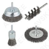 Steel Wire Brush Set 4 Pcs round shank