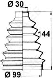 Veovõlli tolmukate 30 x 99 x 144