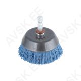 Nylon Wire Cup Brush, soft Ø65mm, Hexagon shank