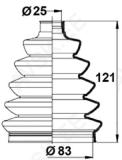 Veovõlli tolmukate 25 x 83 x 121