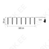 Valguskett 140 LED 0,29x3,6m + 5m jääpurikad külm valgus