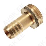 Brass hose connector M1", 25 mm with flange