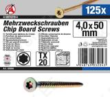 Multi-Purpose Screws | T-Star (for Torx) T20 | 4.0 x 50 mm | 125 pcs.