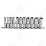Socket Set, Hexagon, deep | 10 mm (3/8") Drive | 8 - 19 mm | 11 pcs.