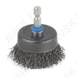Steel Wire Cup Brush Ø50mm, Hexagon shank A/F 6.35 mm (¼")
