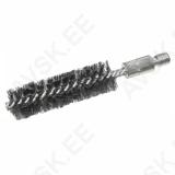 Tube Brush D75x100x160 straight steel wire 0,40 stem wire 4,0 galvanized double spiral, crosswise filled external threa