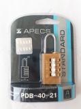 Brass combination padlock for bags APECS PDB-40-21-CODE, BLISTER