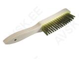 Hand Scratch Brush 295/145 straight brass coated steel wire 0,35 T25 wooden body / 5 rows