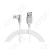 Mfi lightning cable 1m 90 kraadi valge