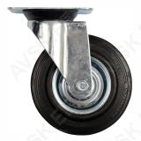 Swivel Caster W. Black Rubber 75mm