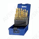HSS-Tin puuride komplekt 25-osa 1,0 - 13,0 x 0,5 mm DIN 338-G BC metallkarp