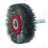 Rotary Brush D20x6 shank 6 crimped steel wire 0,20 T4 red face plates total length 42