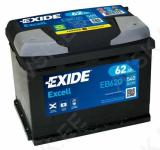 Exide 62ah 540a 242x175x190 excell -/+