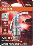 12v h4 pirn 60/55w p43t night breaker laser ii +150% blister 1tk osram