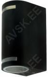 230V VÄLISVALGUSTI SEINALE QUAZAR 9 MUST GU10 MAX 2X11W 150X70X90MM IP44 KOBI