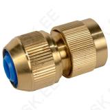 Brass quick connector with water stop, 1/2"
