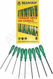 9-os. torx kruvikeerajate kompl. t8-t40. mosiv eriteras. roheline 1k pea beargrip