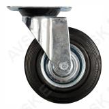 Swivel Caster W. Black Rubber 125mm