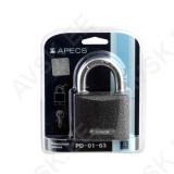 Padlock APECS PD-01-63, 3 keys, BLISTER