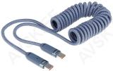LAADIMISJUHE PÕIMITUD SPIRAAL USB-C - USB-C. MAX 100W. 50-180CM WAYME