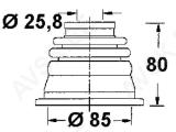 Veovõlli tolmukate 26 x 85 x 80