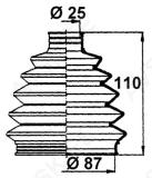 Veovõlli tolmukate 25 x 87 x 110