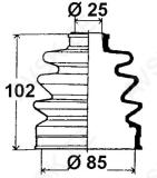 Veovõlli tolmukate 25 x 85 x 102