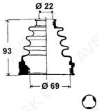 Veovõlli tolmukate 22 x 69 x 93