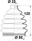 Veovõlli tolmukate 25 x 86 x 120