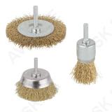 Brass Wire Brush Set, 3 pcs. round shank