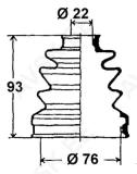 Veovõlli tolmukate 22 x 76 x 93